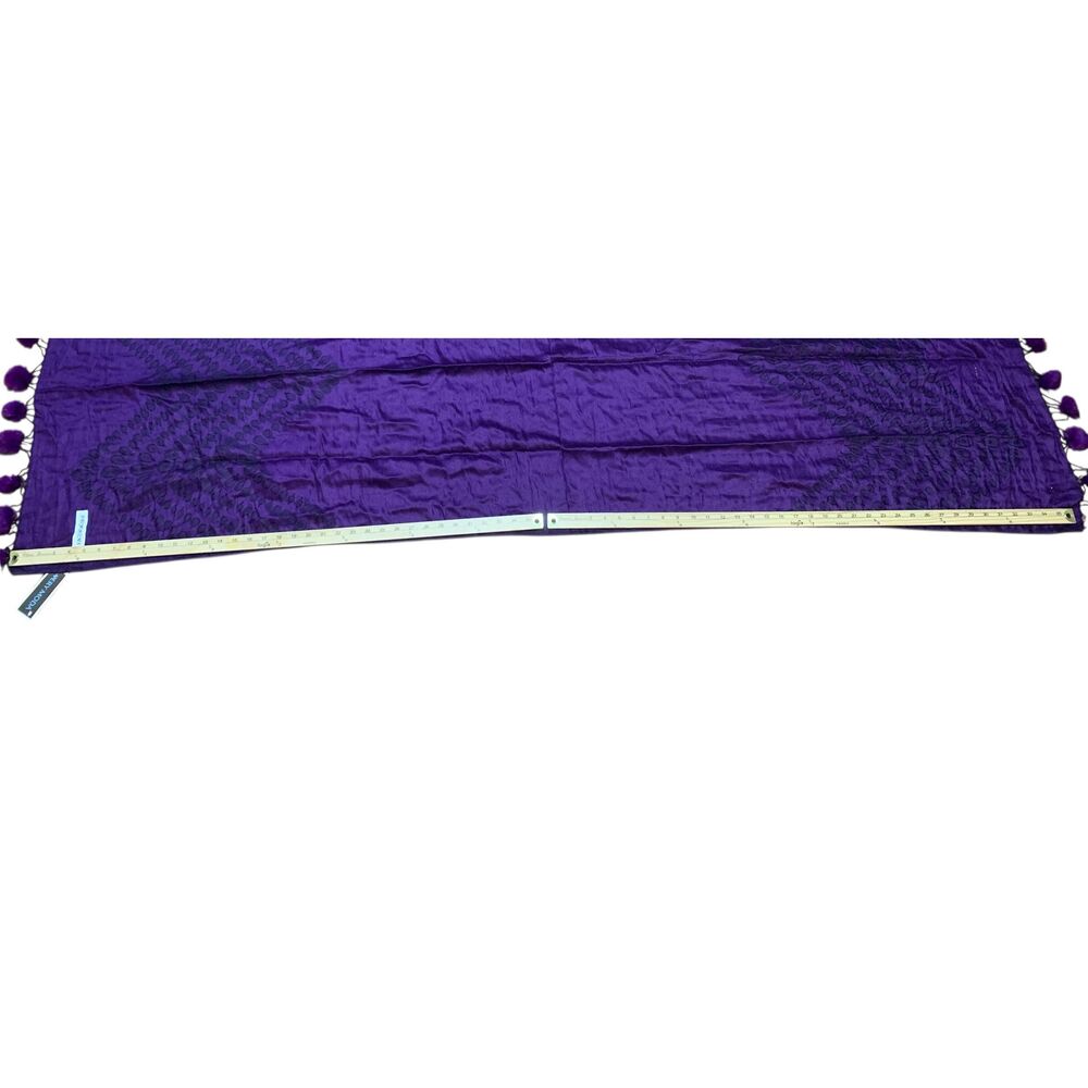 NEW WITH TAGS Pashmina VERY MODA Scarf Women's Scarf Wrap Shawl PURPLE/BLACK Wr - Picture 10 of 11